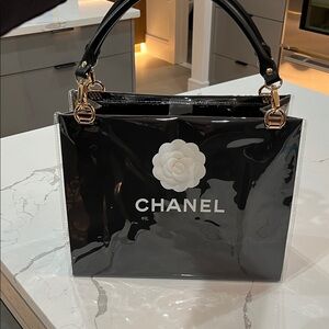 CHANEL Black and White Floral Tote